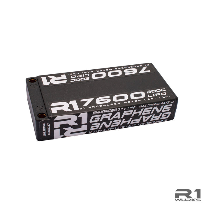 030047 R1WURKS 7600mah 200c 3.7v 1s Shorty LiPo Battery, Graphene