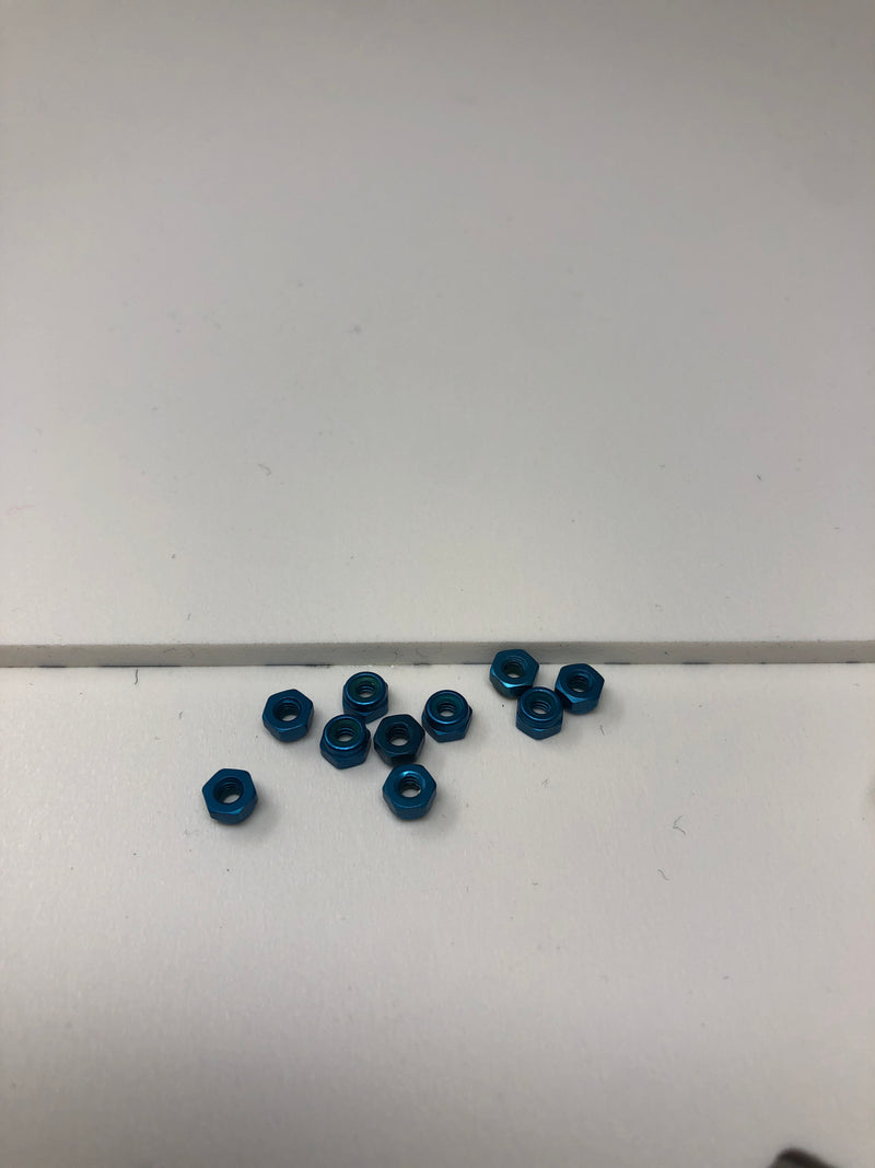 2-56 Aluminum Hex Lock Nut 10pcs Blue