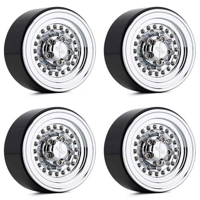 INJORA 1.0" CNC Aluminum Beadlock Wheel Rims For 1/24 RC Crawlers (4) (W1001), Silver