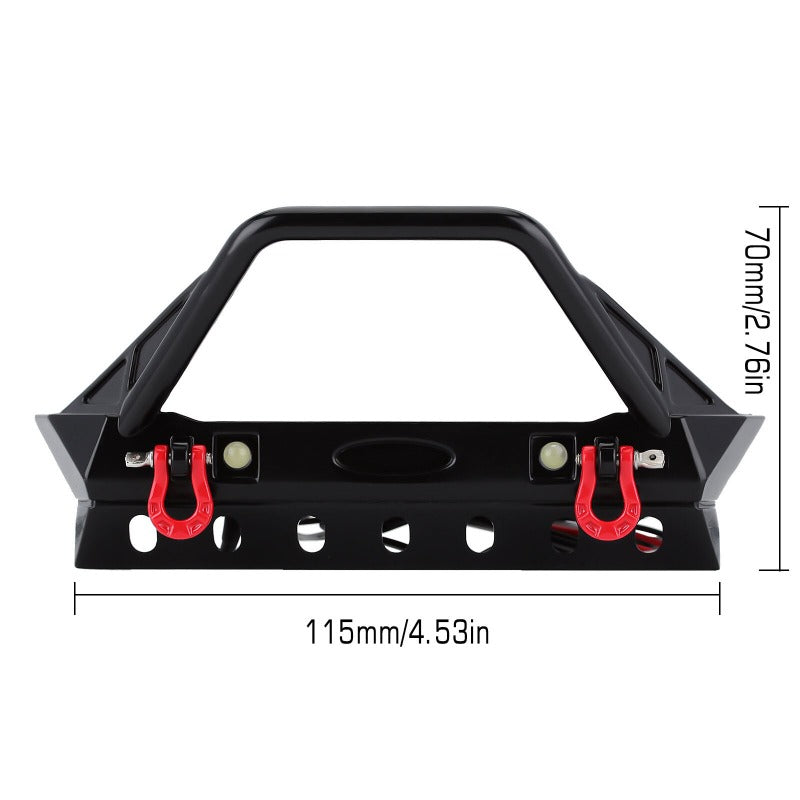 YQB-F35 INJORA Black Metal Front Bumper With Lights For 1/10th Scale RC Crawler