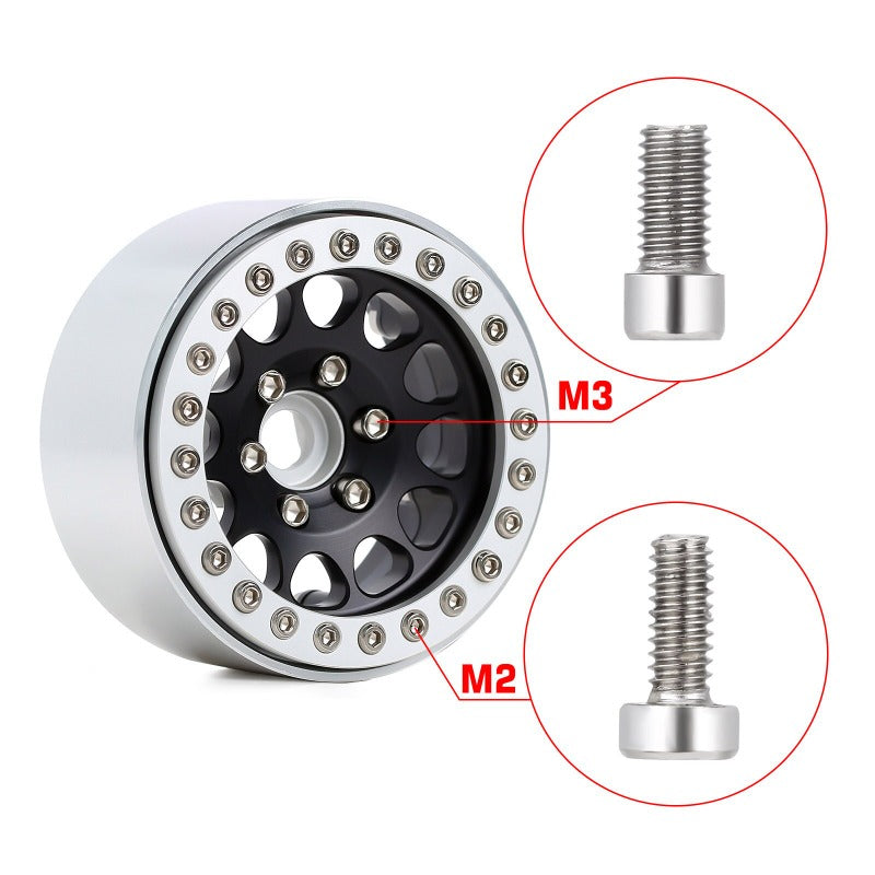 INJORA M2 M3 Metal Screws, 1.9 2.2 Wheel Rims Hexagon Screws For 1/10 RC Crawler