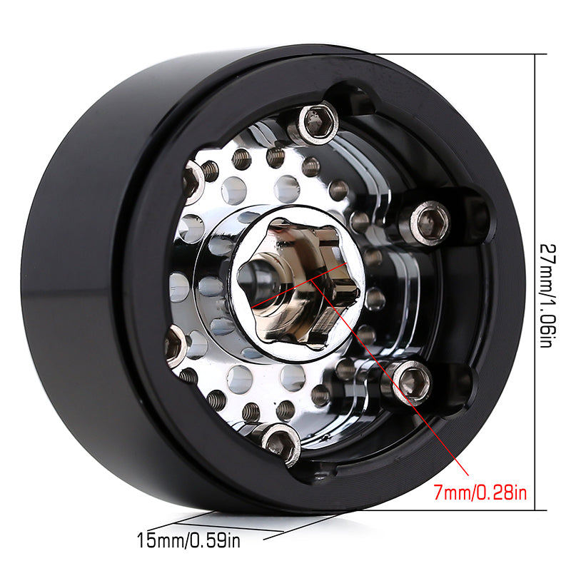 INJORA 1.0" CNC Aluminum Beadlock Wheel Rims For 1/24 RC Crawlers (4) (W1001), Silver