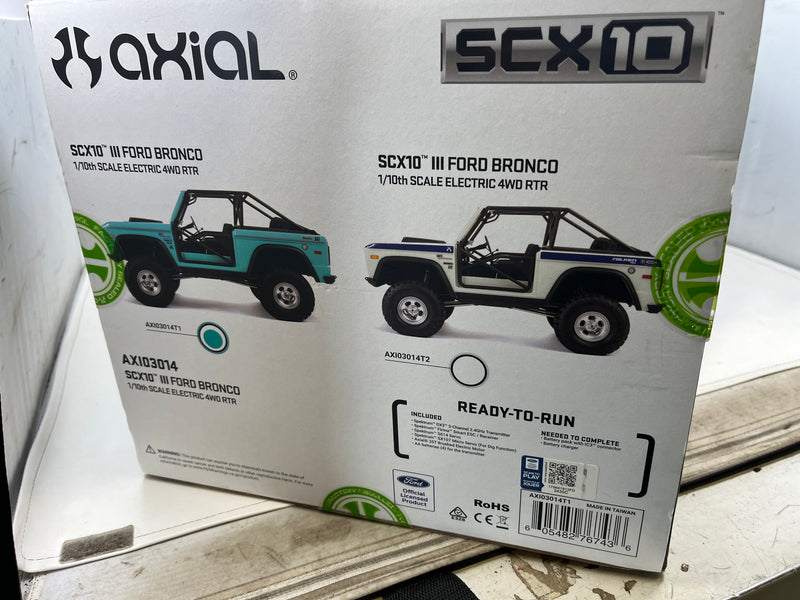 AXI03014 Axial 1/10 SCX10 III Early Ford Bronco 4X4 RTR TEAL New Sealed in Box
