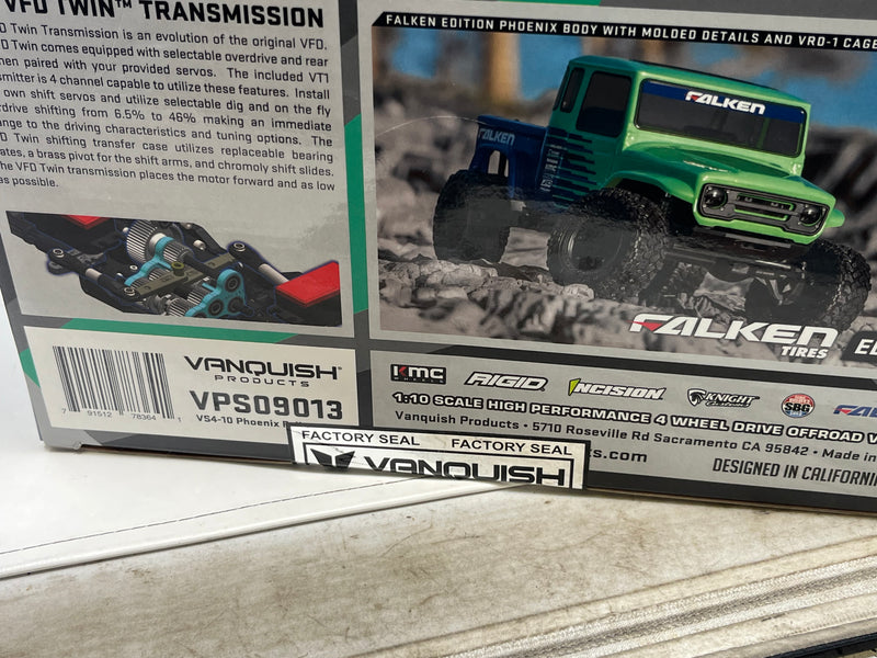 VPS09013 Vanquish VS4-10 Phoenix Falken Edition RTR Portal Axle Rock Rc Crawler New in sealed box