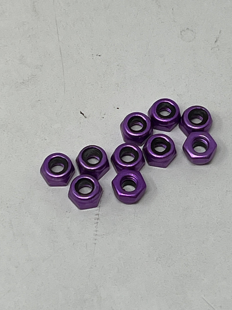 3mm Aluminum Hex Lock Nut 10pcs Purple