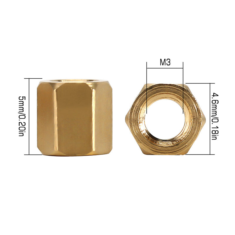WH-20B INJORA 10PCS M3x5mm Brass/Stainless Steel Hex Long Nuts Coupling Sleeve Nuts For FMS FXC24 FCX18