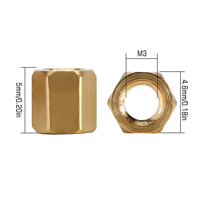 INJORA 10PCS M3x5mm Brass/Stainless Steel Hex Long Nuts Coupling Sleeve Nuts For FMS FXC24 FCX18