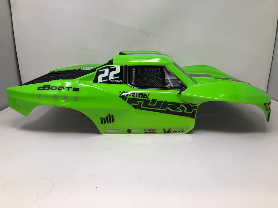 1584 1/10 Clipless Painted Trimmed Body Set with Decals, Green: FURY 2WD