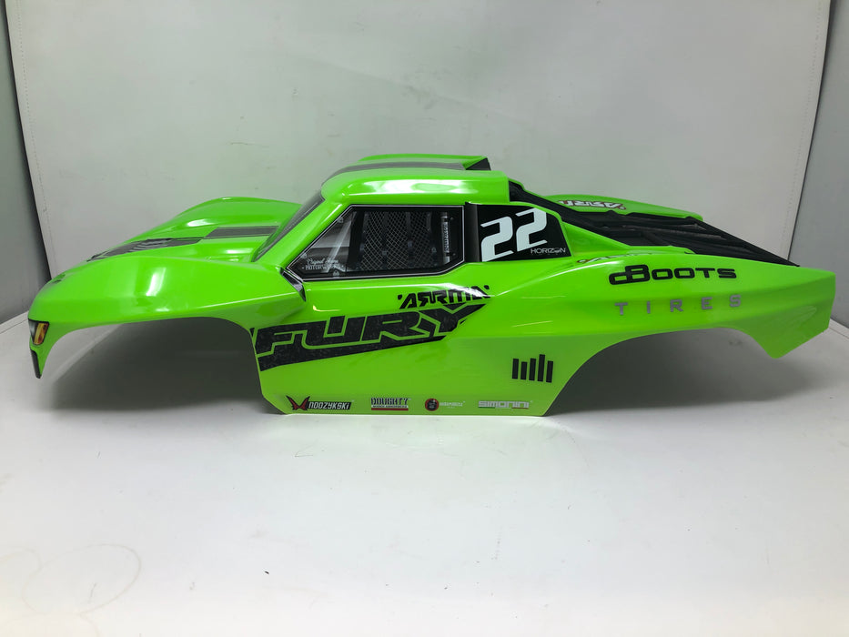 1584 1/10 Clipless Painted Trimmed Body Set with Decals, Green: FURY 2WD