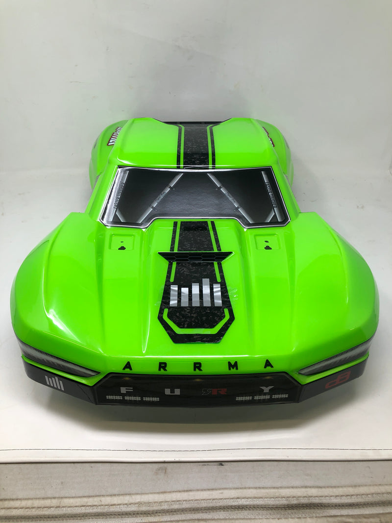 1584 1/10 Clipless Painted Trimmed Body Set with Decals, Green: FURY 2WD