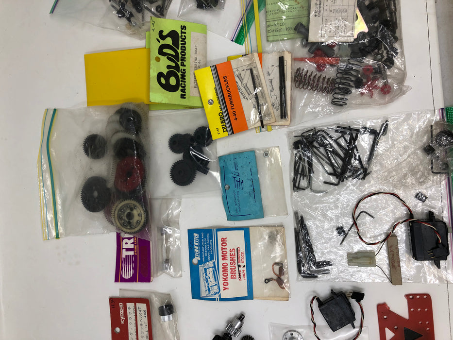 Vintage Rc Car parts lot, believed to be vintage Kyosho parts