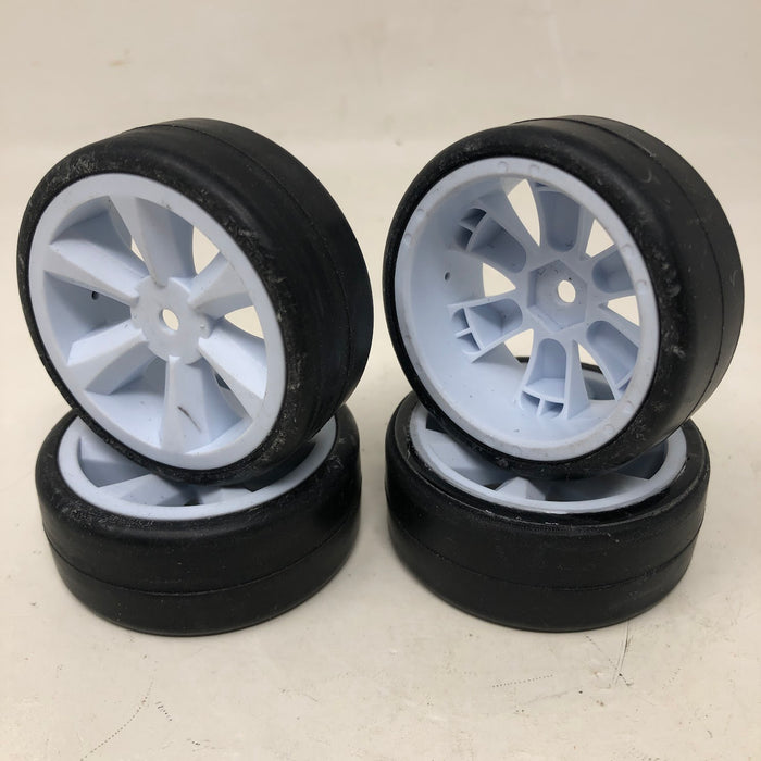 Gravity RC Touring Car Wheels & Tires, 12mm Hex, 1/10, White (x4-Used)