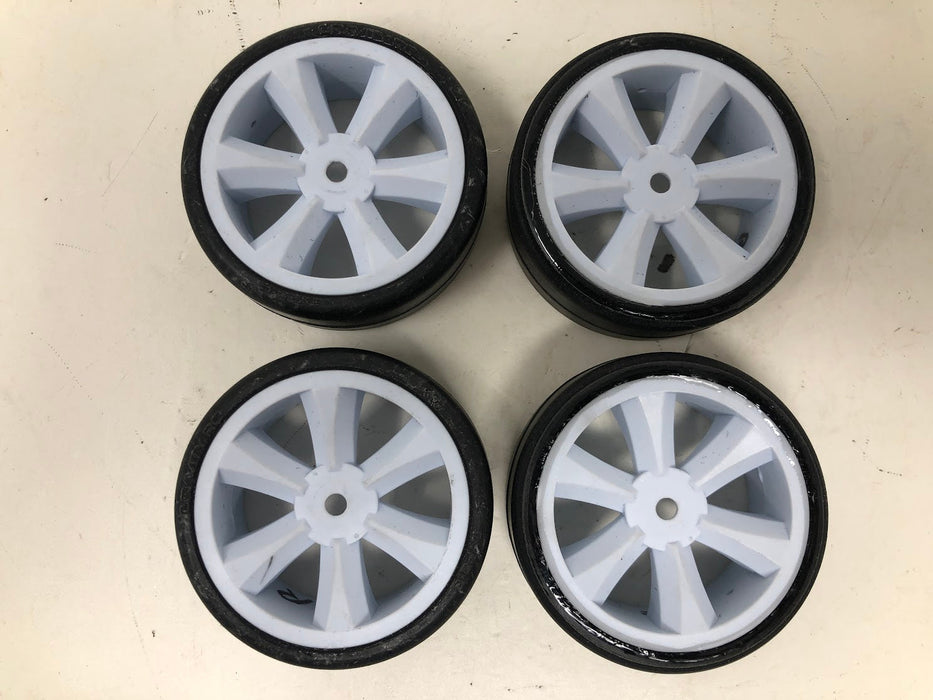 Gravity RC Touring Car Wheels & Tires, 12mm Hex, 1/10, White (x4-Used)