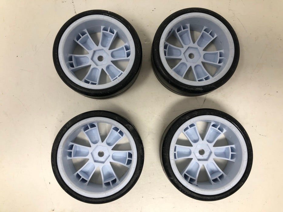 Gravity RC Touring Car Wheels & Tires, 12mm Hex, 1/10, White (x4-Used)