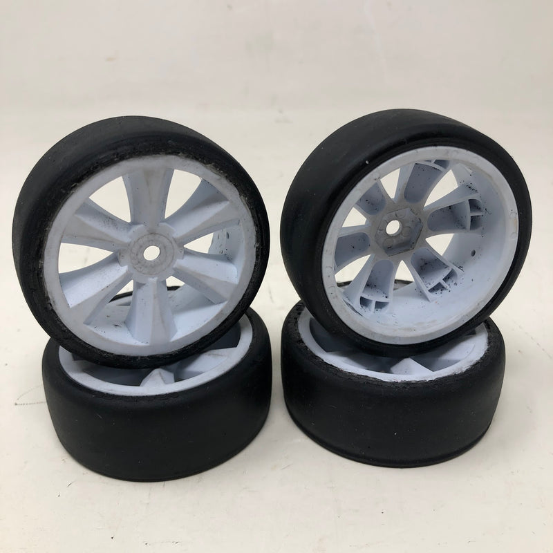 Gravity RC Touring Car Wheels & Tires, 12mm Hex, 1/10, White (x4-Used)