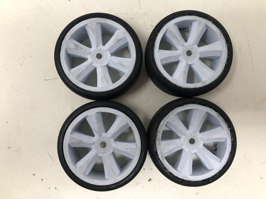 Gravity RC Touring Car Wheels & Tires, 12mm Hex, 1/10, White (x4-Used)