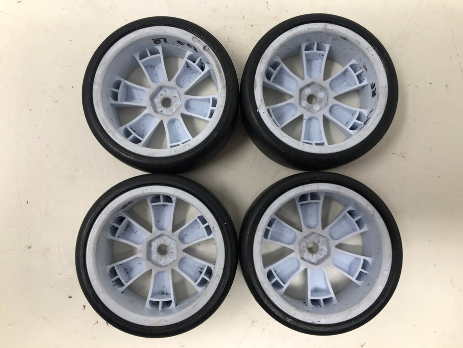 Gravity RC Touring Car Wheels & Tires, 12mm Hex, 1/10, White (x4-Used)