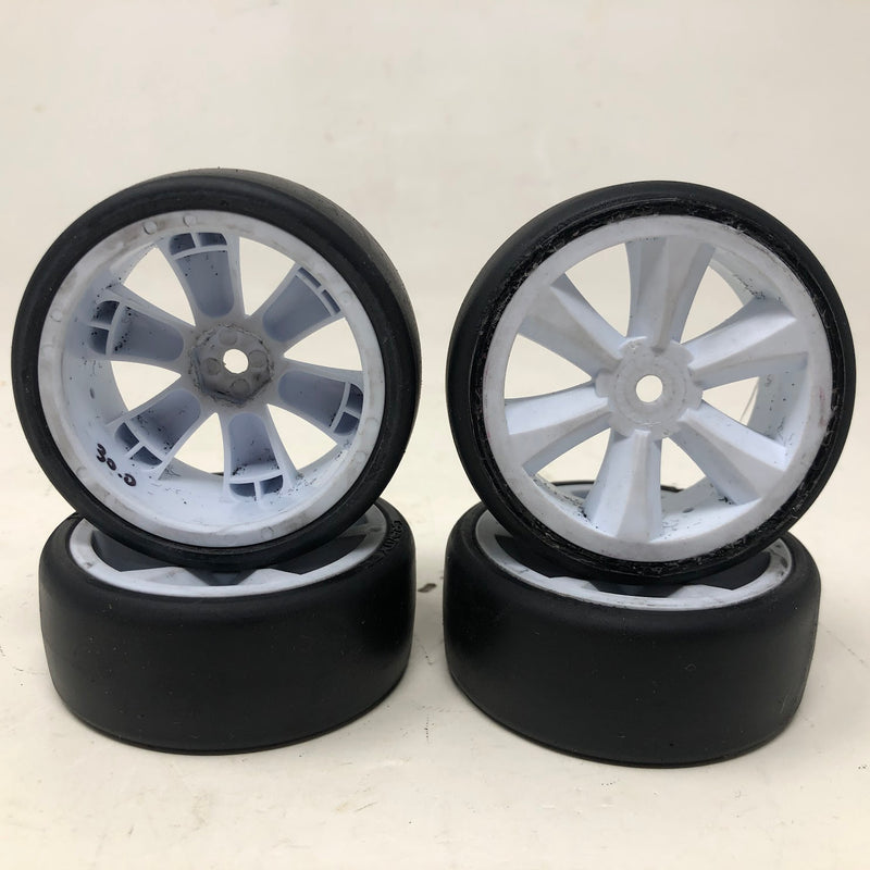 Gravity RC Touring Car Wheels & Tires, 12mm Hex, 1/10, White (x4-Used)