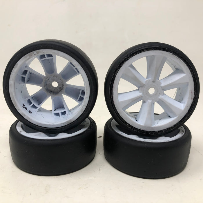 Gravity RC Touring Car Wheels & Tires, 12mm Hex, 1/10, White (x4-Used)