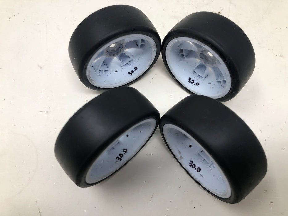 Gravity RC Touring Car Wheels & Tires, 12mm Hex, 1/10, White (x4-Used)