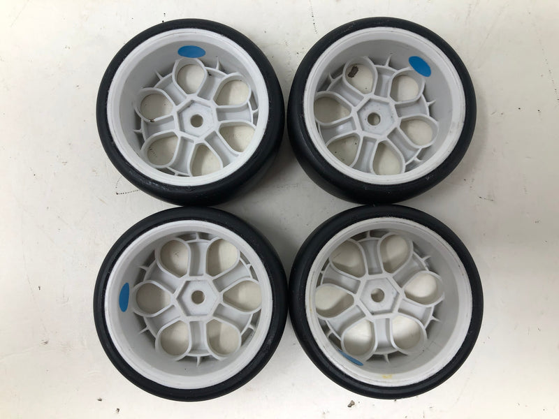 Jaco Blue Touring Car Wheels & Tires, 12mm Hex, 1/10, White (x4-Used)