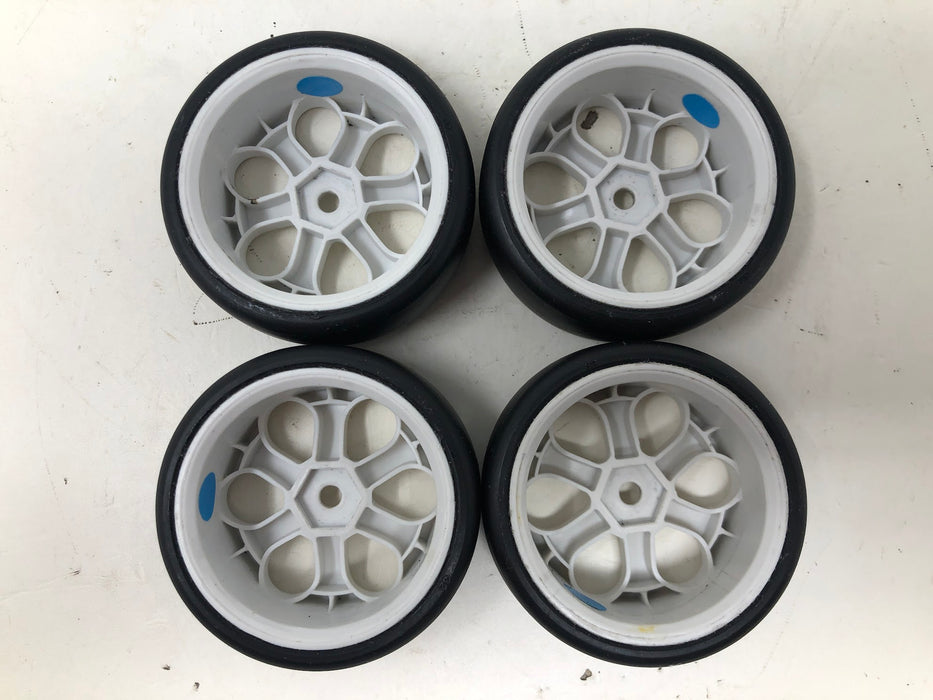 Jaco Blue Touring Car Wheels & Tires, 12mm Hex, 1/10, White (x4-Used)