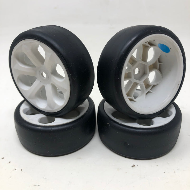 Jaco Blue Touring Car Wheels & Tires, 12mm Hex, 1/10, White (x4-Used)
