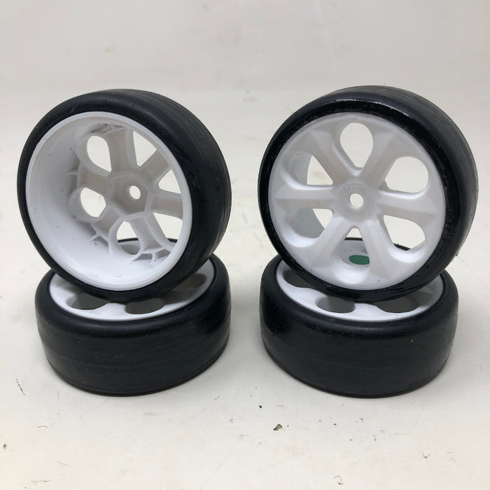 Jaco Green Touring Car Wheels & Tires, 12mm Hex, 1/10, White (x4 Used)