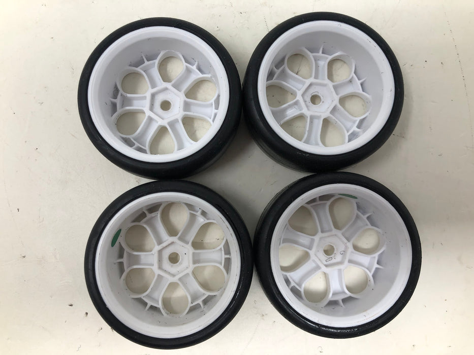 Jaco Green Touring Car Wheels & Tires, 12mm Hex, 1/10, White (x4 Used)