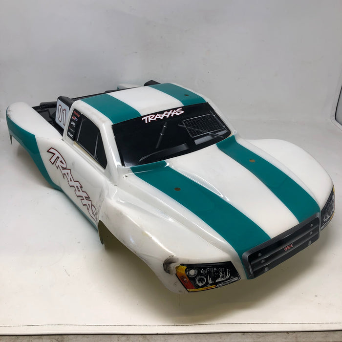 Traxxas Slash Short Course Truck Body, White + Teal, Custom Painted (Used)