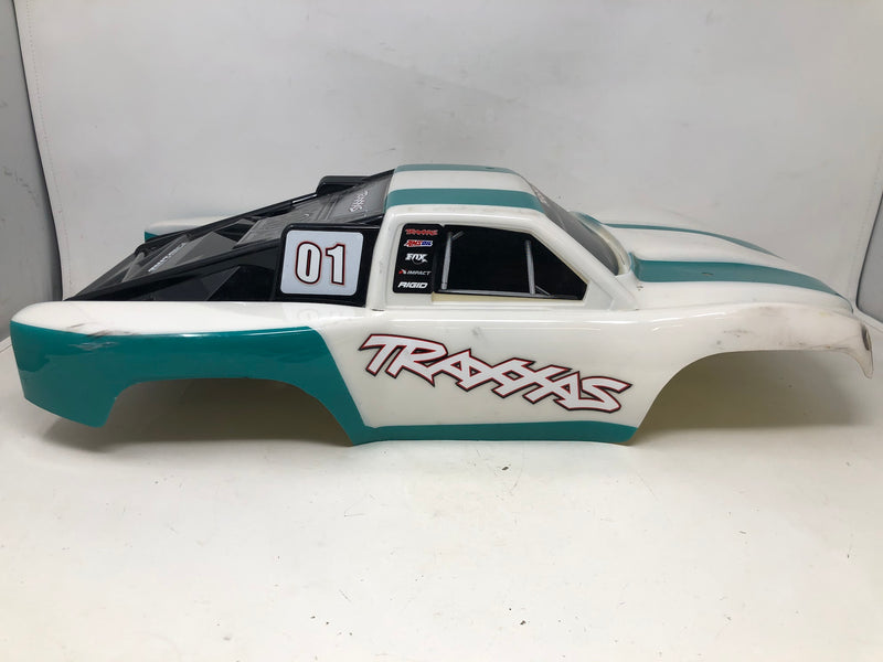 Traxxas Slash Short Course Truck Body, White + Teal, Custom Painted (Used)