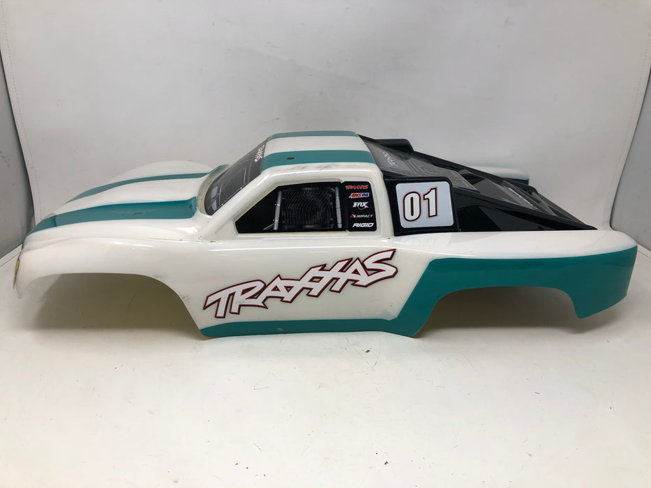 Traxxas Slash Short Course Truck Body, White + Teal, Custom Painted (Used)