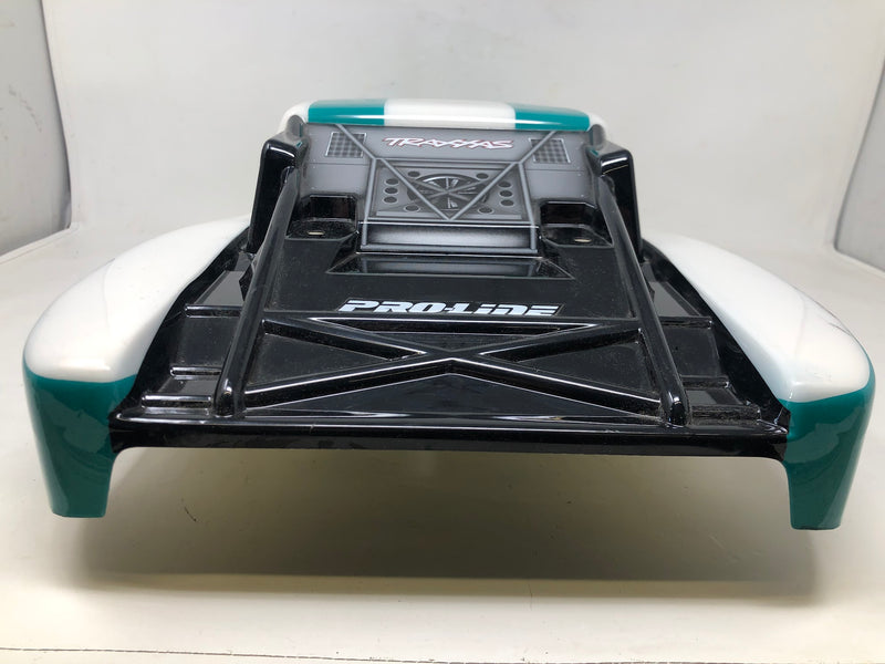 Traxxas Slash Short Course Truck Body, White + Teal, Custom Painted (Used)