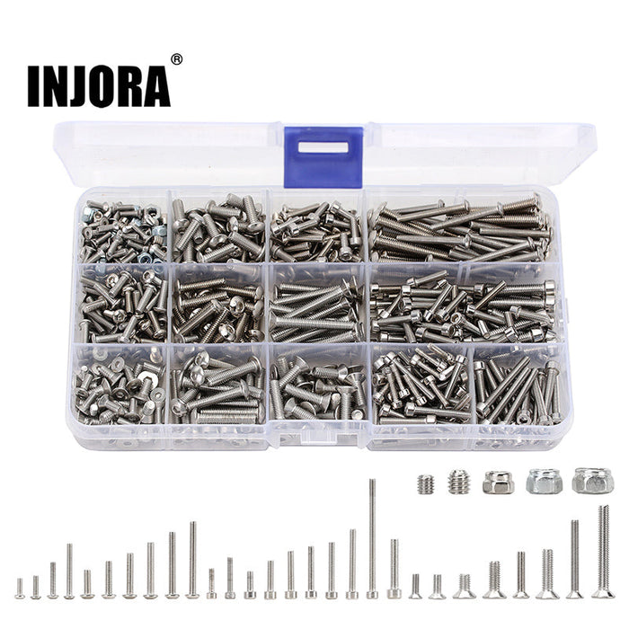 INJORA Stainless Steel Screws Nuts Kit With Box For 1/8 Scale 4WD Monster Truck Sledge