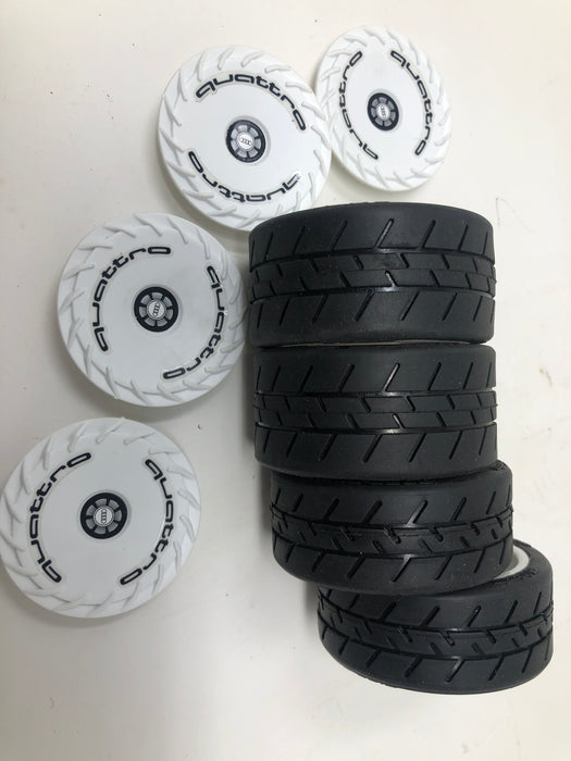 **NEW Take Off HPI RS4 SPORT 3 Wheels & Tires AUDI 26mm/31mm Spec-Grip WHITE Turbomac HH13A