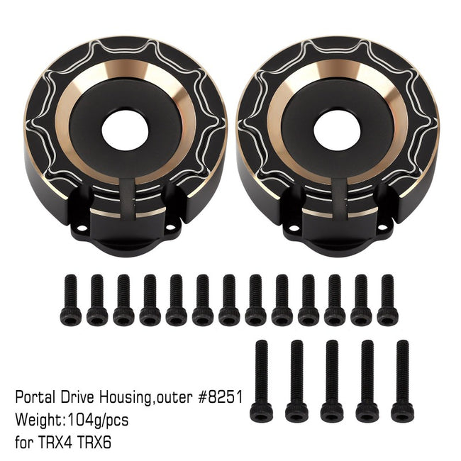 TRX4-8251B-BK INJORA 104g/pcs Black Brass Counterweight Outer Portal Drive Housing #8251 For TRX-4 TRX-6
