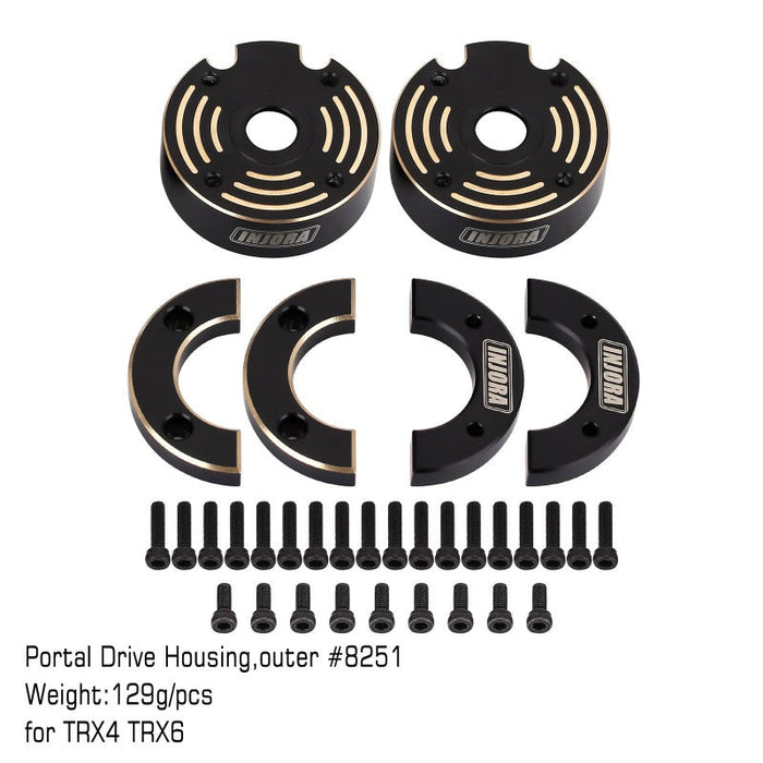 TRX4-8251E-BK INJORA 129g/pcs Black Brass Counterweight Outer Portal Drive Housing #8251 for TRX-4 TRX-6