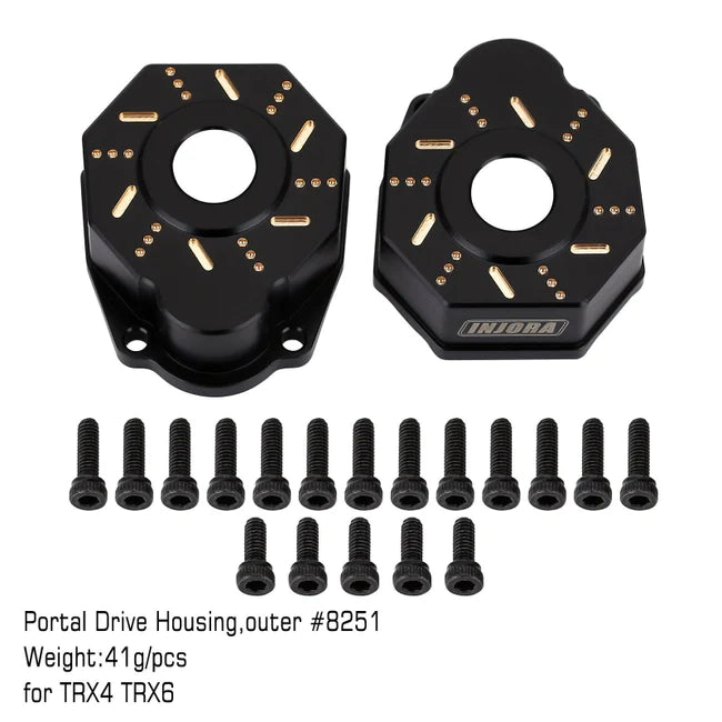 TRX4-8251D-BK INJORA 49g/pcs Black Brass Outer Portal Drive Housing #8251 For TRX-4 TRX-6