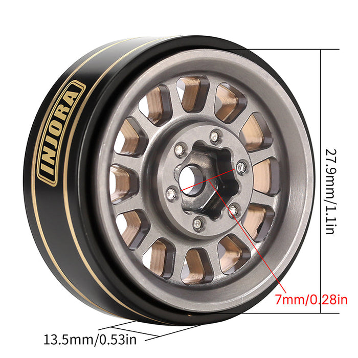 YQT-1101GL INJORA 1.0 Plus 12-Spoke Brass Beadlock Wheels 42g/pcs offset -3.75mm for 1/18 1/24 RC Crawler (4)
