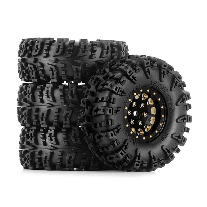 YQW-1301BGD-1319 INJORA 1.3" 70*27mm Brass Wheels with Swamp Claw Tires for 1/18 1/24 RC Crawler (W1301)