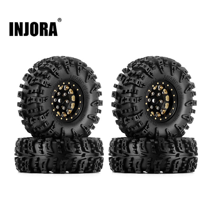 YQW-1301BGD-1319 INJORA 1.3" 70*27mm Brass Wheels with Swamp Claw Tires for 1/18 1/24 RC Crawler (W1301)