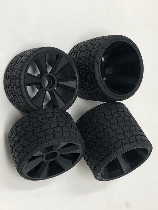 GRC142B GR12 12th Scale Rubber Tires, Black wheel, Set of 4 Pre Glued