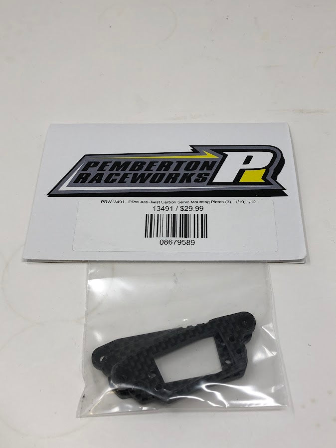 PRW13491 Pemberton Raceworks Anti-Twist Carbon Servo Mounting Plates (3) - 1/10, 1/12