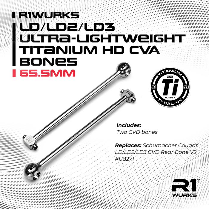 900119 R1WURKS LD/LD2/LD3 Ultra-lightweight Titanium HD CVD Bones, 65.5mm