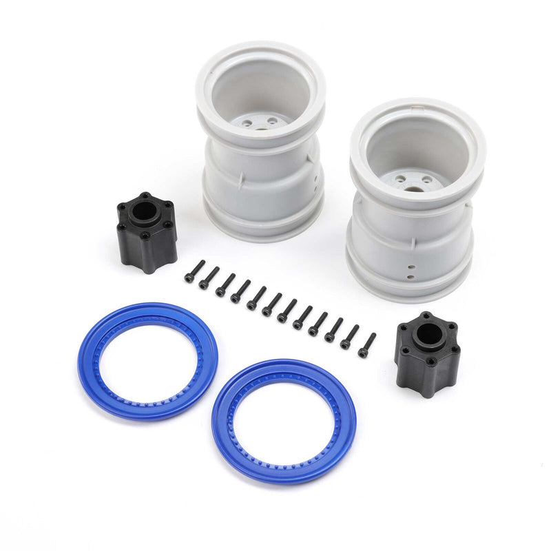 LOS-1815 Losi 2.6" Wheel with Beadlock Rings, Blue (2): LMT 2.0