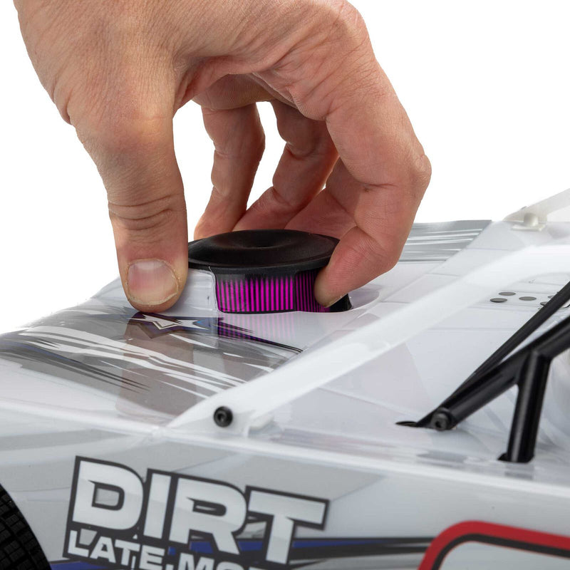 LOS-2168T1 PREORDER ONLY LOSI 22S Dirt Late Model, 1/10 2WD RTR Dirt Oval, w/ Batt & Charger, Summit Racing, White