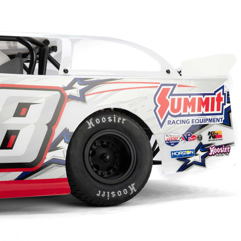 LOS-2168T1 PREORDER ONLY LOSI 22S Dirt Late Model, 1/10 2WD RTR Dirt Oval, w/ Batt & Charger, Summit Racing, White
