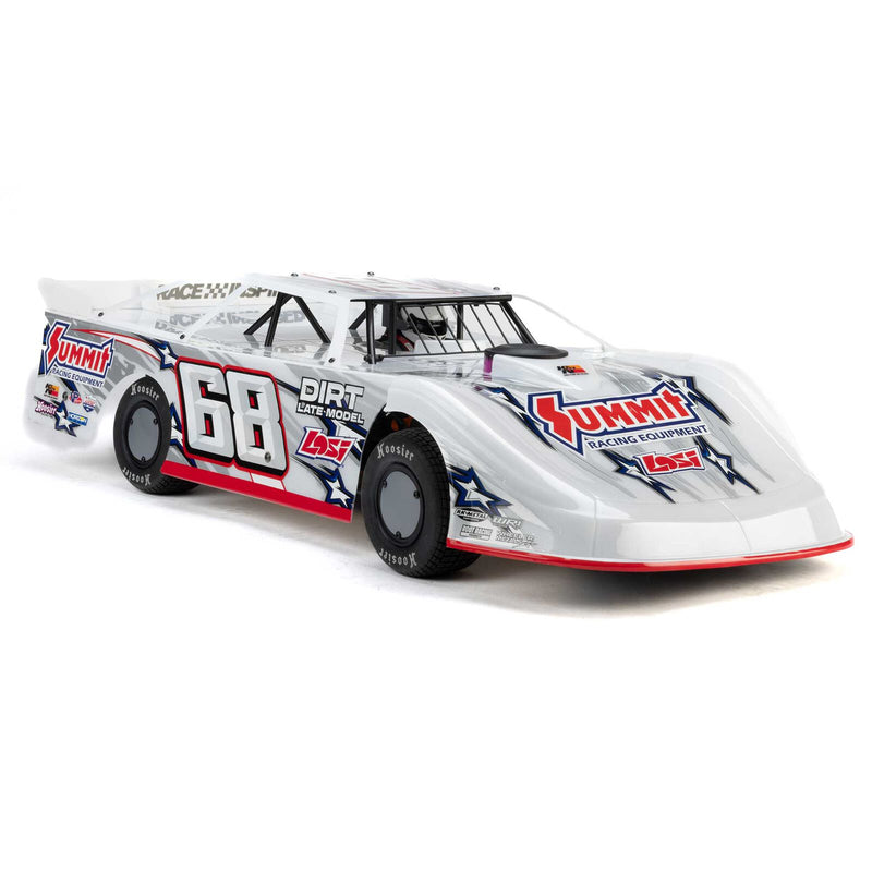 LOS-2168T1 PREORDER ONLY LOSI 22S Dirt Late Model, 1/10 2WD RTR Dirt Oval, w/ Batt & Charger, Summit Racing, White