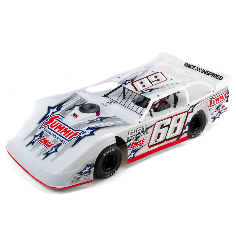 LOS-2168T1 PREORDER ONLY LOSI 22S Dirt Late Model, 1/10 2WD RTR Dirt Oval, w/ Batt & Charger, Summit Racing, White