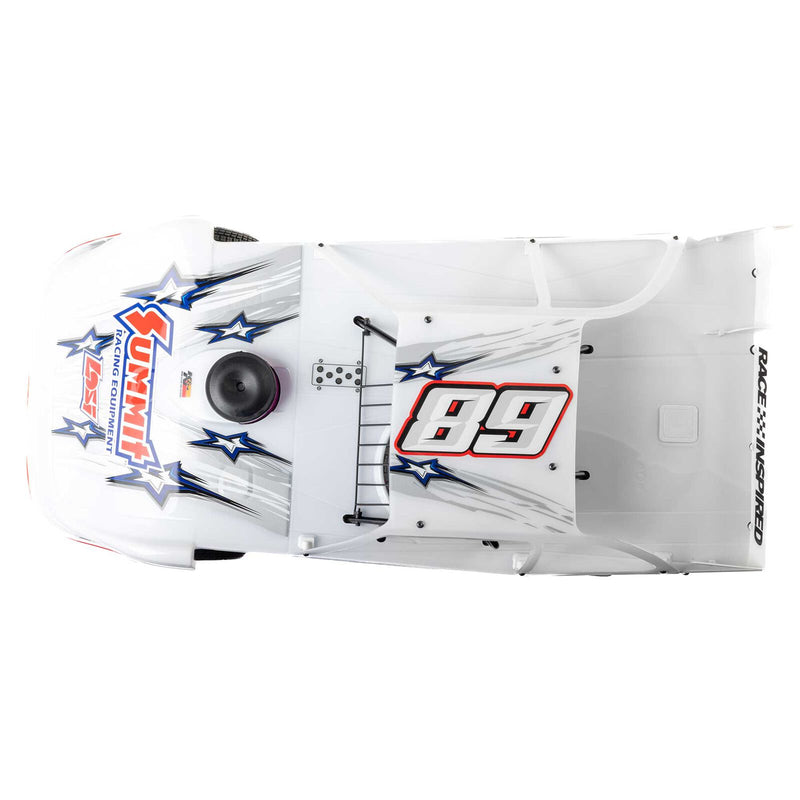 LOS-2168T1 PREORDER ONLY LOSI 22S Dirt Late Model, 1/10 2WD RTR Dirt Oval, w/ Batt & Charger, Summit Racing, White